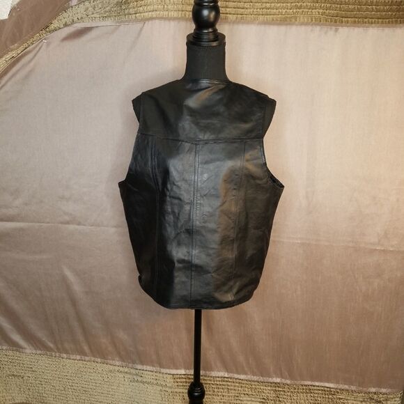 WILDA Snap Closure Leather Vest Large - Picture 6 of 8